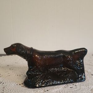 Vintage Avon "At Point" Brown Retriever Glass Decanter - Empty